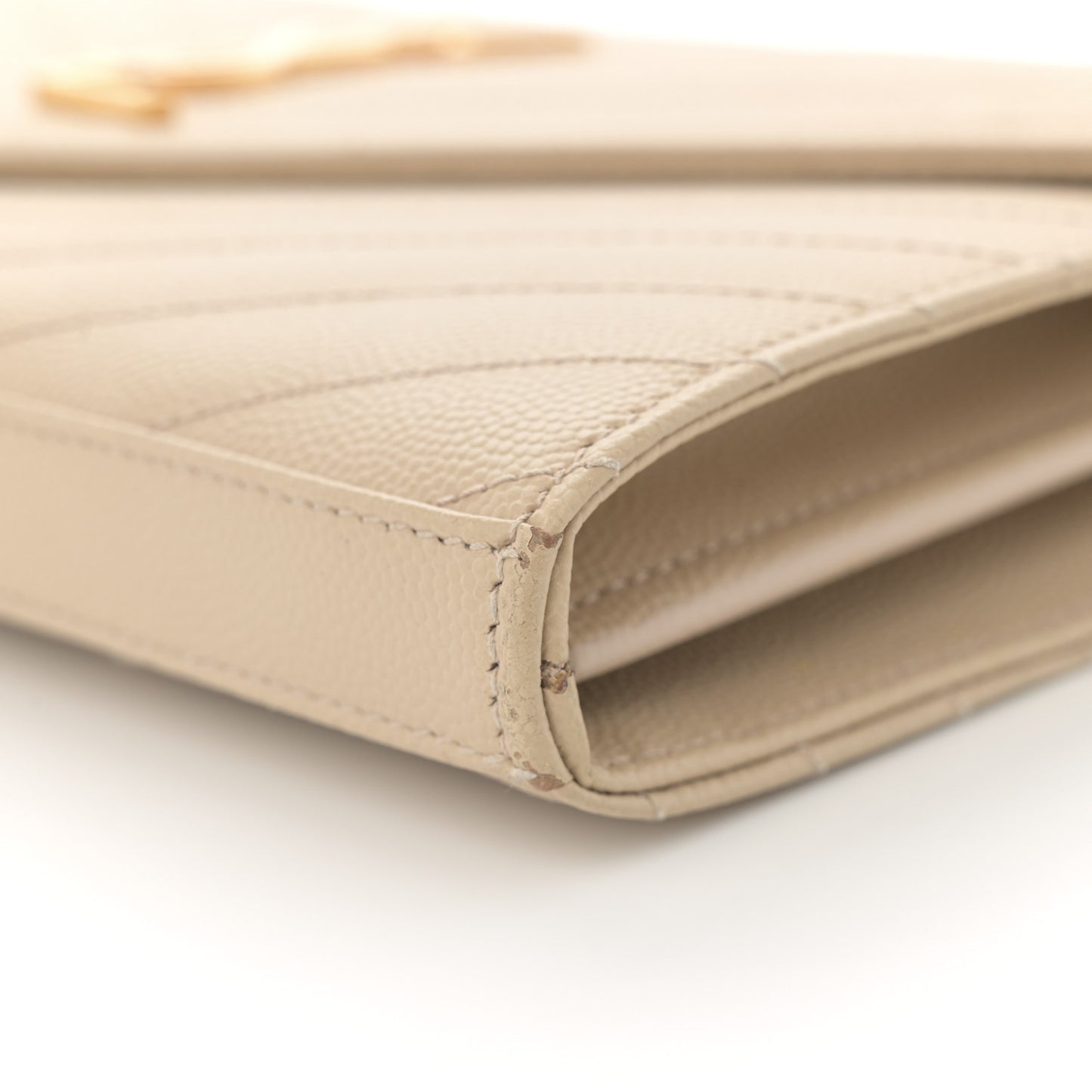 Grain De Poudre Matelasse Chevron Monogram Chain Wallet Dark Beige