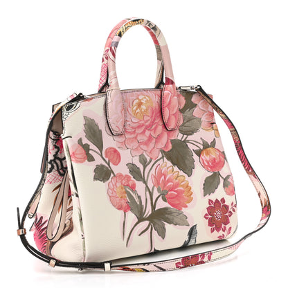 Salvatore Ferragamo Calfskin Floral Print The Studio Bag White Multicolor 3 of 9
