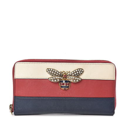 Gucci Calfskin Queen Margaret Zip Around Wallet Blue Agata Hibiscus Red Mystic White 1 of 10