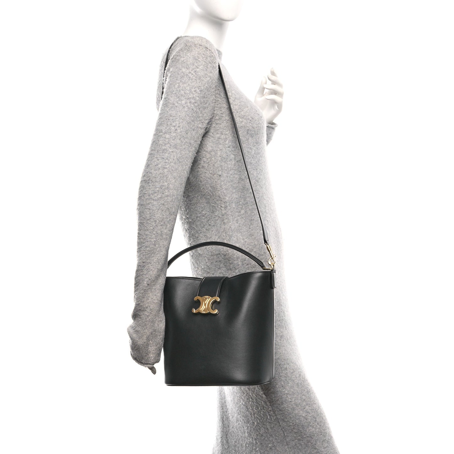 Smooth Calfskin Triomphe Medium Louise Bag Black