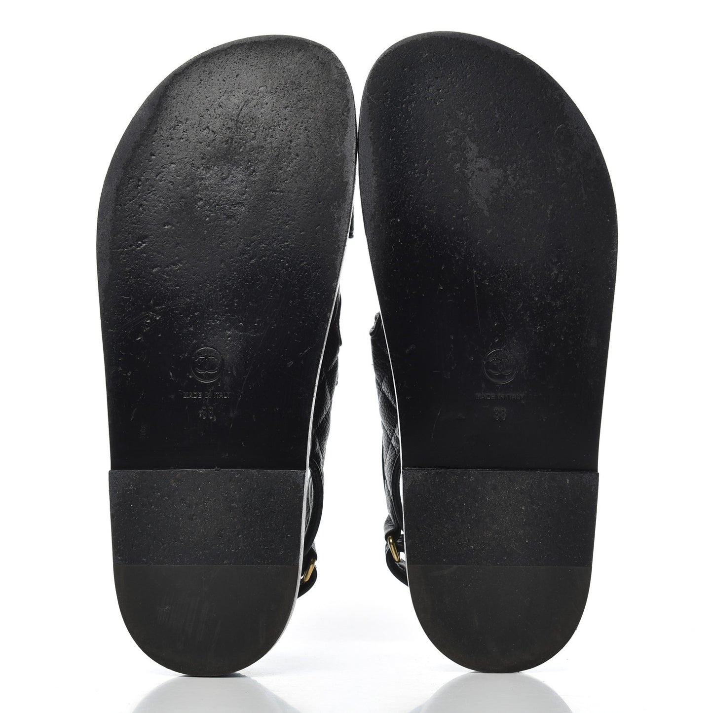 Grained Calfskin Velcro Dad Sandals 38 Black