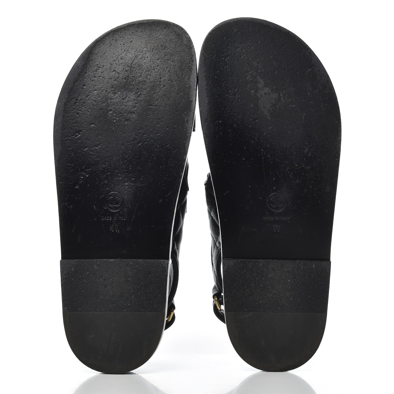 Chanel Grained Calfskin Velcro Dad Sandals 38 Black 5 of 23