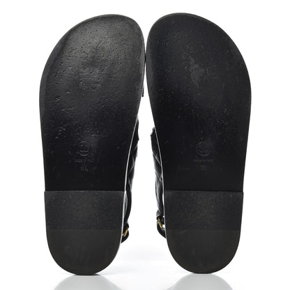 Chanel Grained Calfskin Velcro Dad Sandals 38 Black 5 of 23