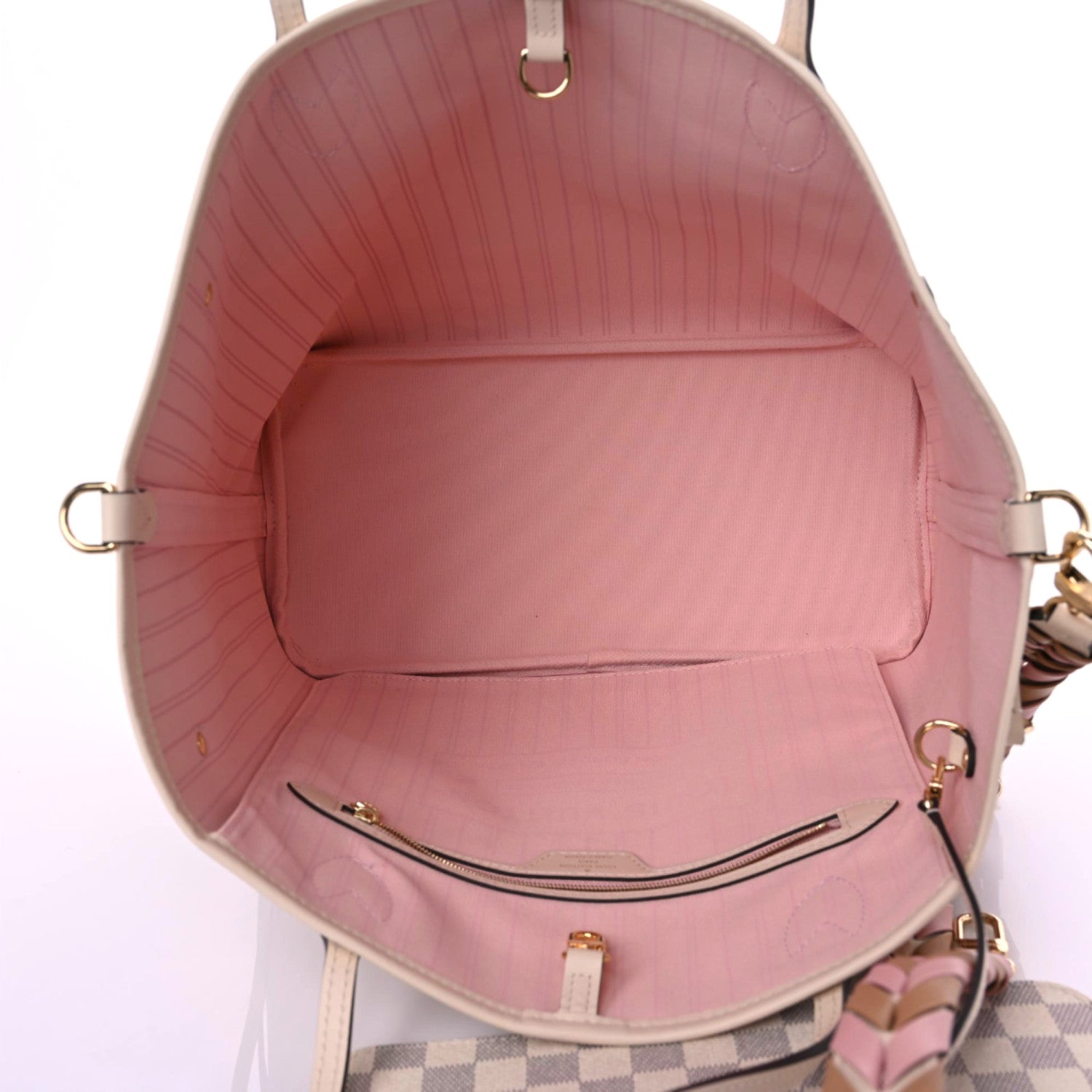 Louis Vuitton Damier Azur Braided Neverfull MM Pink 8 of 9