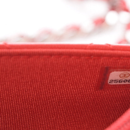 Chanel Grained Calfskin Quilted CC Box Wallet On Chain WOC Red 8 of 9