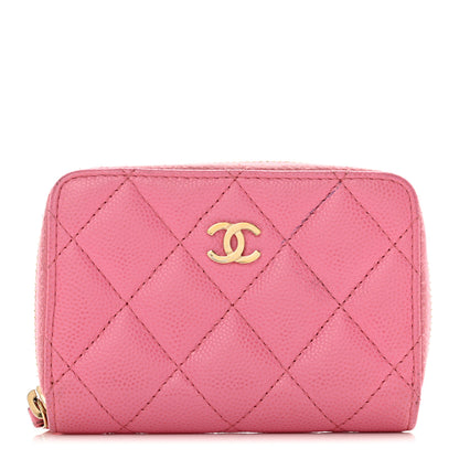 Chanel Caviar Quilted Zip Coin Purse Pink 1 of 8