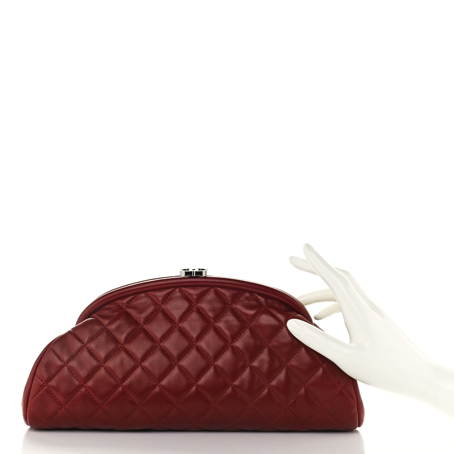 Lambskin Quilted Timeless Clutch Dark Red