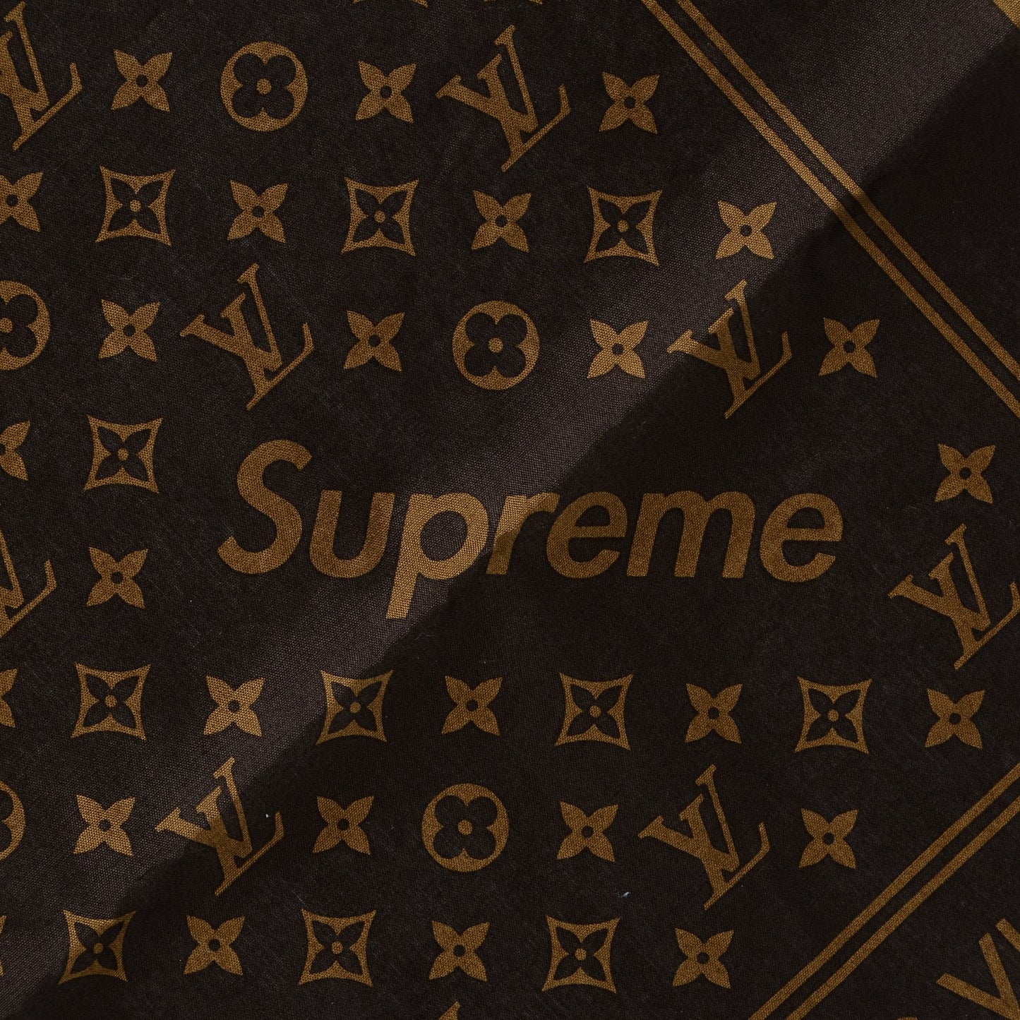 X SUPREME Cotton Monogram Bandana Scarf Brown