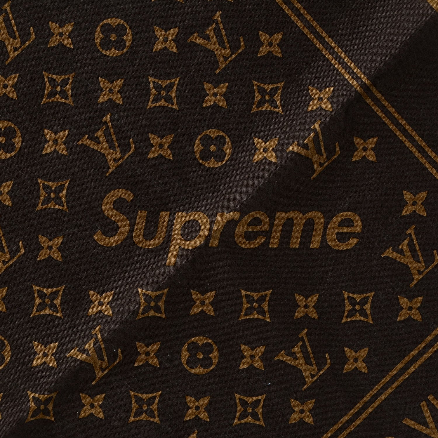 Louis Vuitton X SUPREME Cotton Monogram Bandana Scarf Brown 3 of 6