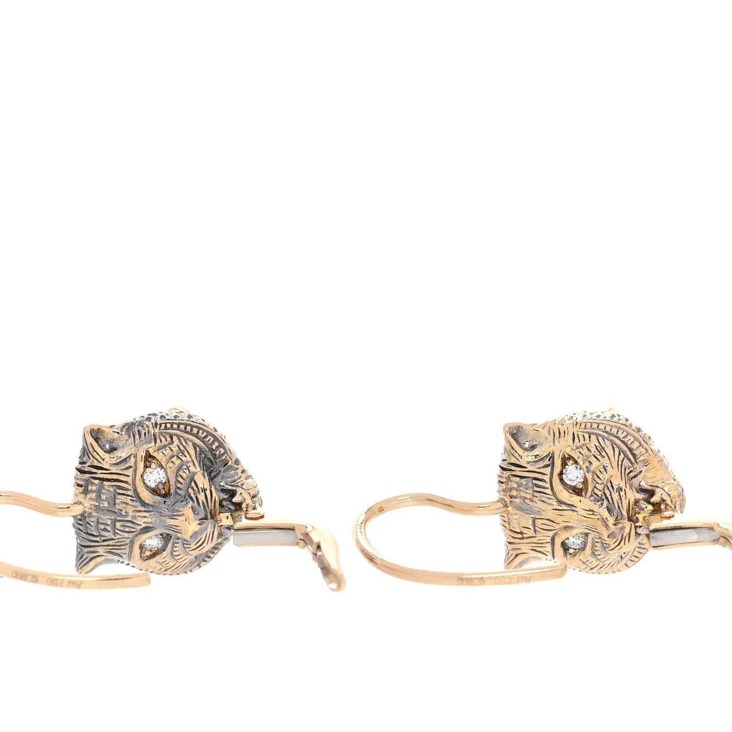 Gucci 18K Yellow Gold Diamond Black Onyx Le Marche Des Merveilles Feline Earrings 6 of 6