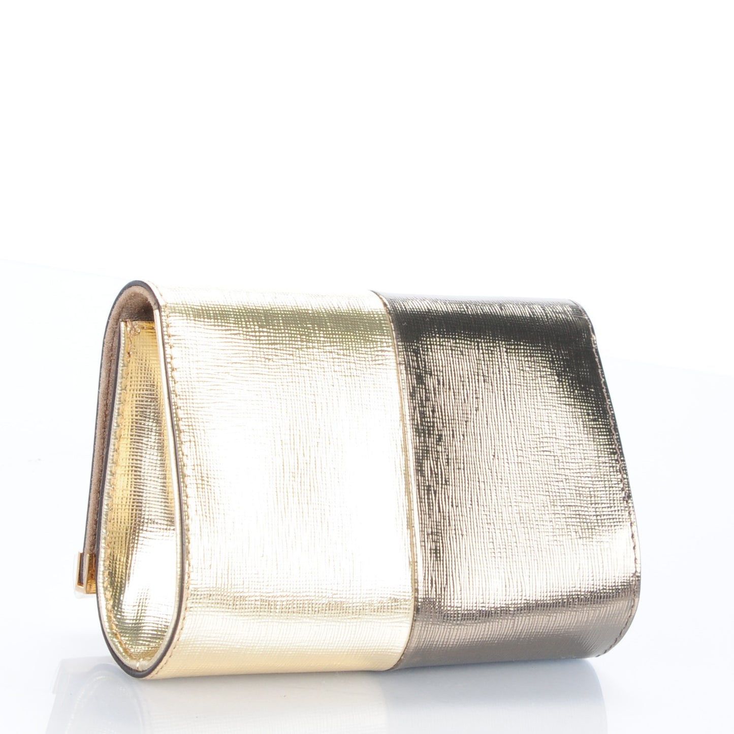 Vitello Mirror Elite Bi-Color Mini Rush Clutch Gold Grey