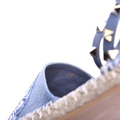 Valentino Garavani Denim Butterfly Rockstud Ankle Wrap Espadrille 20mm Flats 40 Light Denim 9 of 10