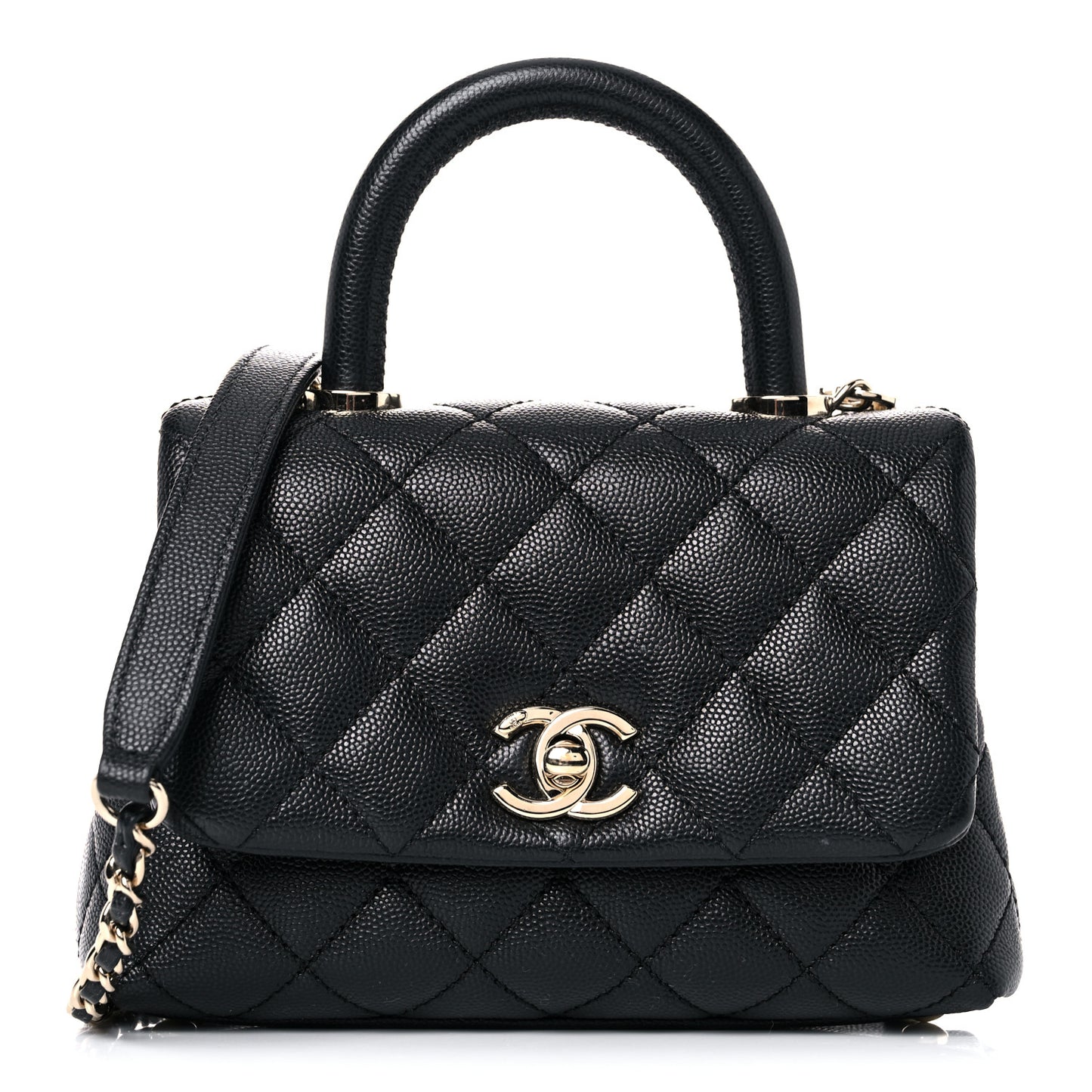 Caviar Quilted Extra Mini Coco Handle Flap Black