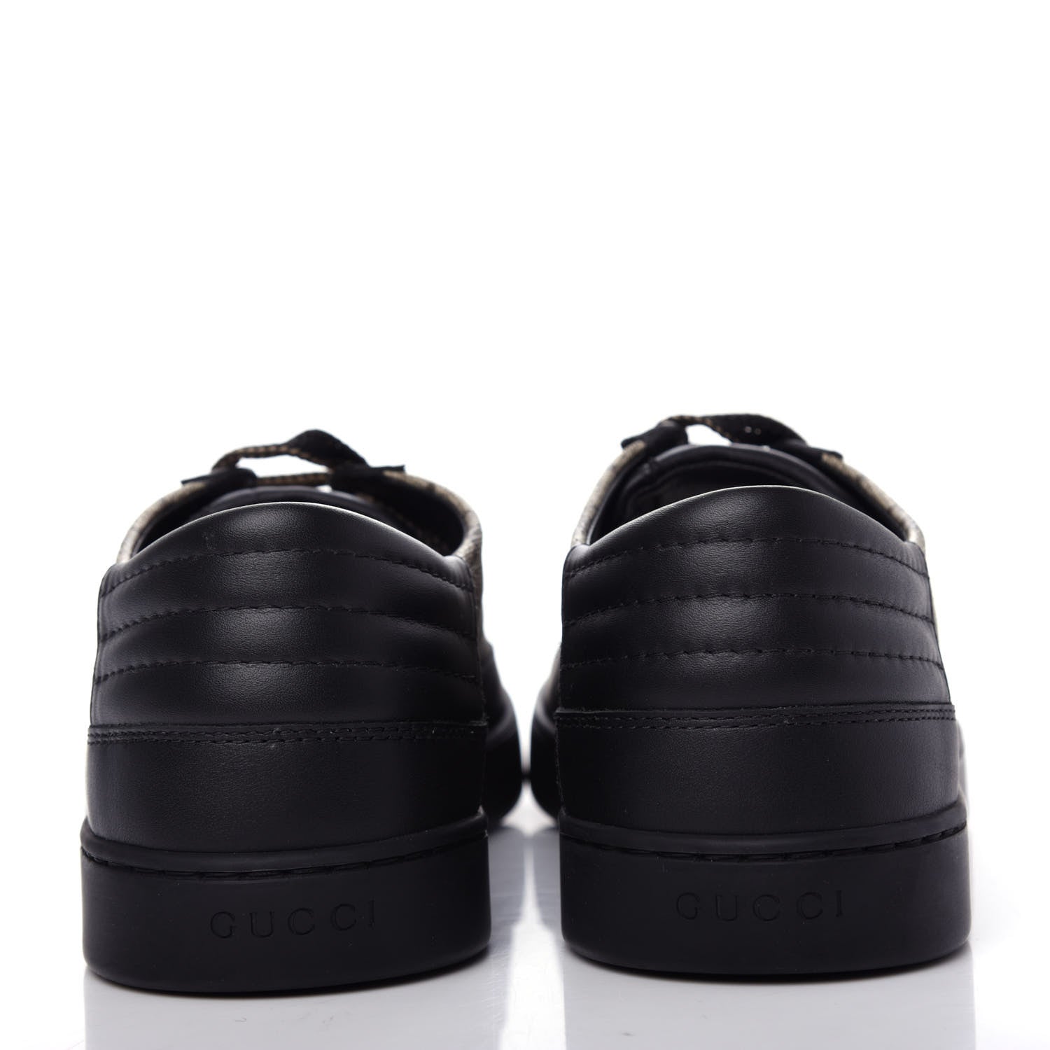 Gucci GG Supreme Monogram Mens Low Top Sneakers 10 Black Beige Ebony 7 of 11