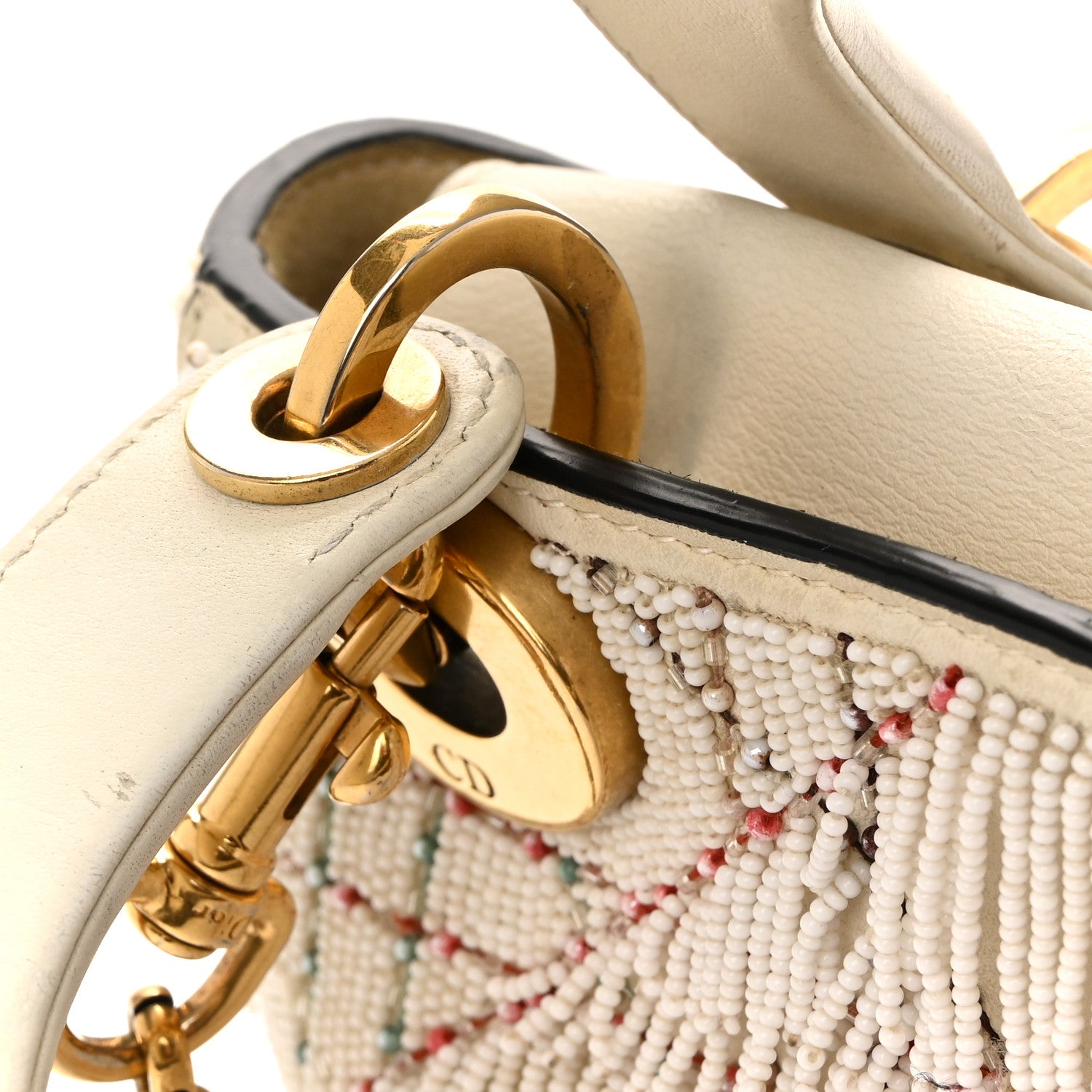 Christian Dior Lambskin Beaded Fringe Mini Lady Dior White 18 of 18