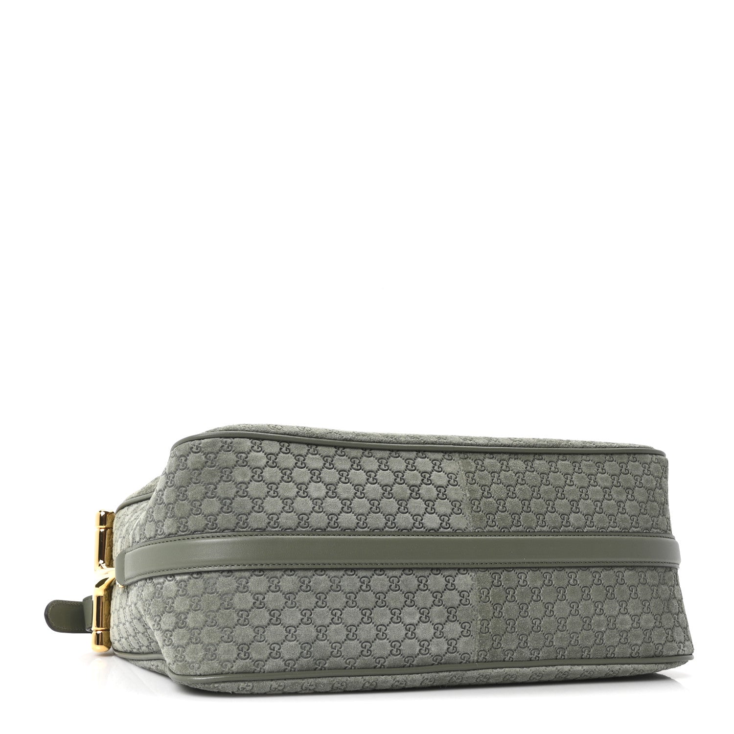 Gucci Suede GG Monogram Half Horsebit Medium Shoulder Bag Sage 4 of 10