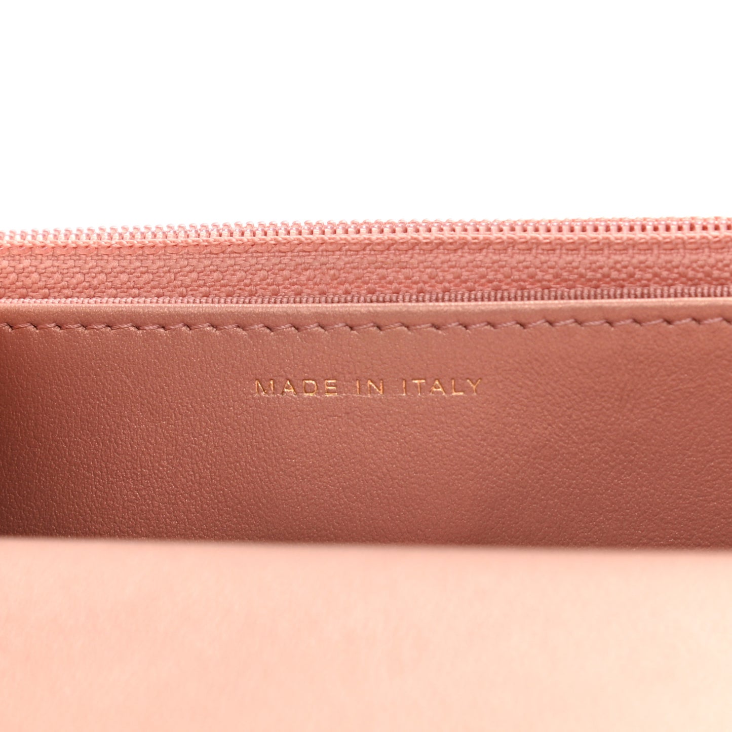 Metallic Grained Calfskin Quilted 2.55 Reissue Wallet on Chain WOC Copper Pink