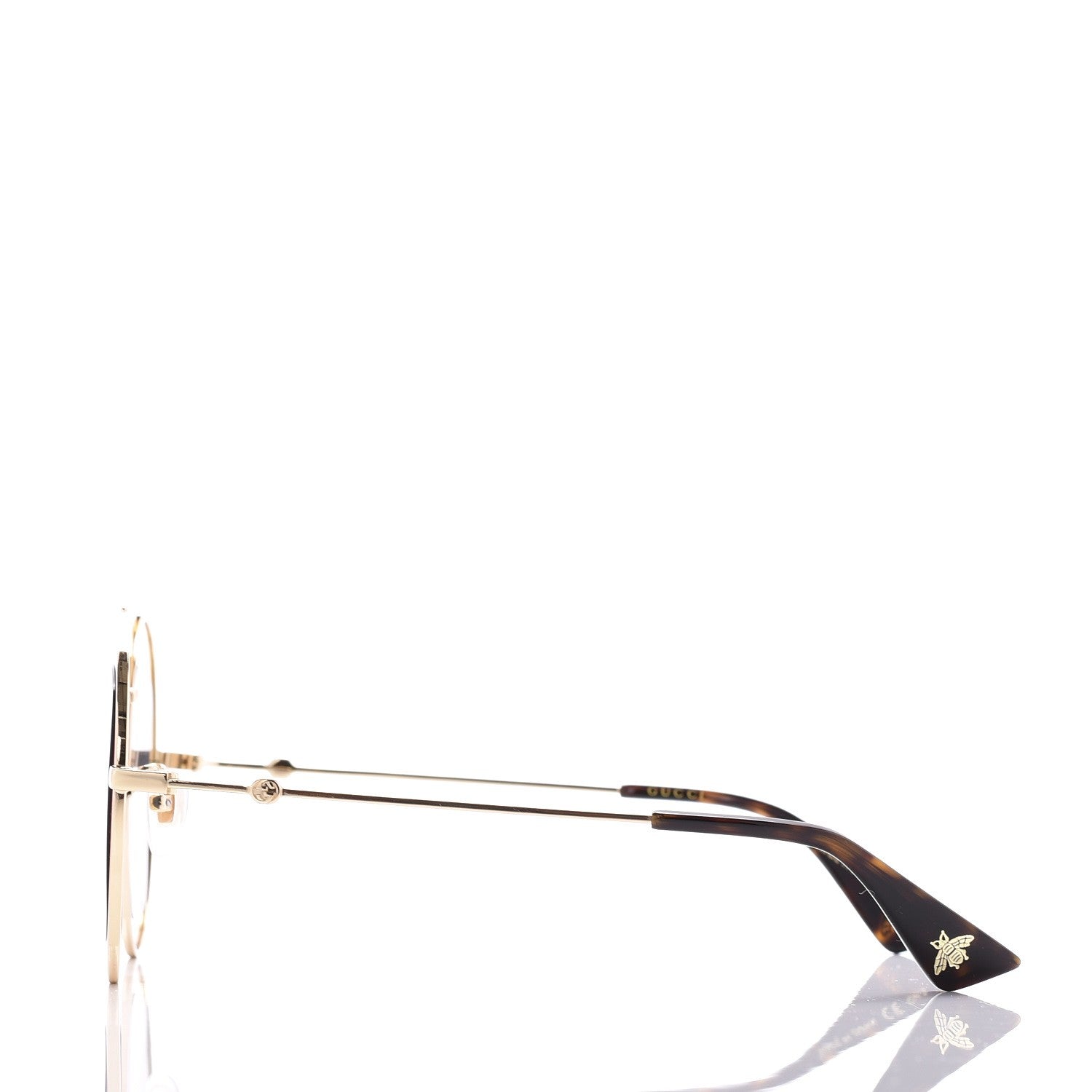 Gucci Round Frame Sylvie Web Sunglasses GG0105S Gold 3 of 8