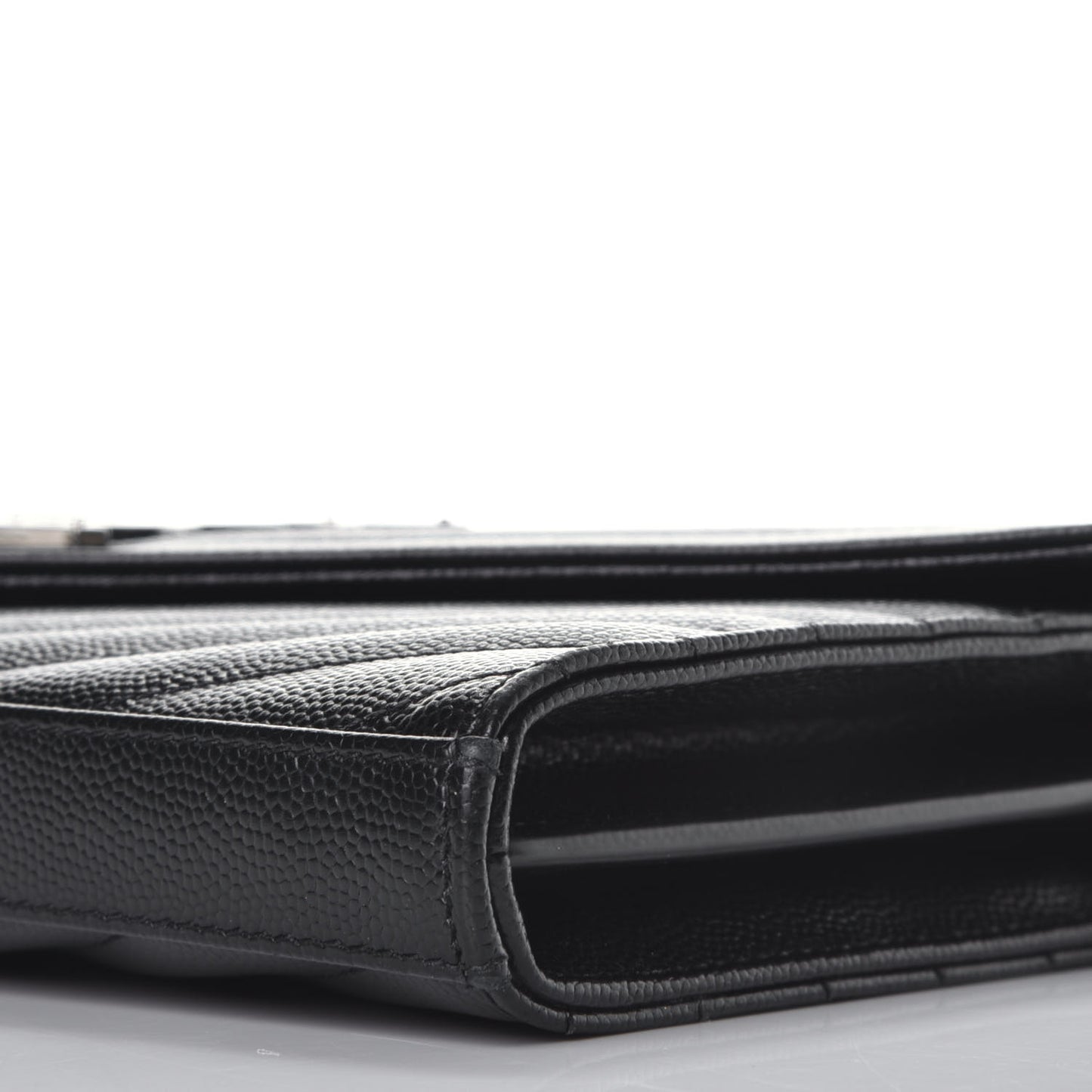 Grain De Poudre Matelasse Chevron Monogram Chain Wallet Black