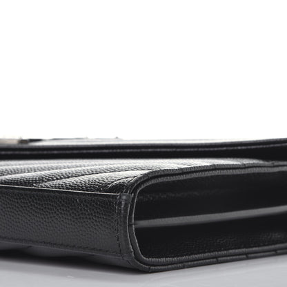Saint Laurent Grain De Poudre Matelasse Chevron Monogram Chain Wallet Black 8 of 8