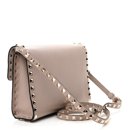 Valentino Garavani Pebbled Calfskin Medium Rockstud Flip Lock Crossbody Bag Poudre 3 of 12