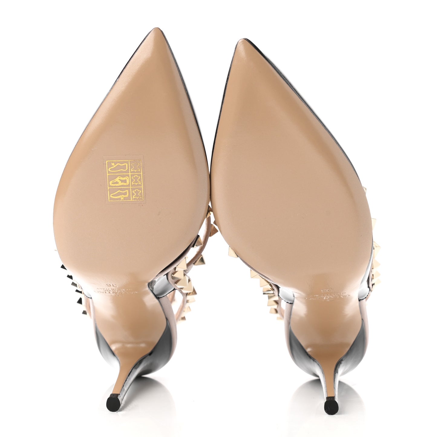 Patent Nappa Rockstud Ankle Strap 100mm Pumps 36 Black Poudre
