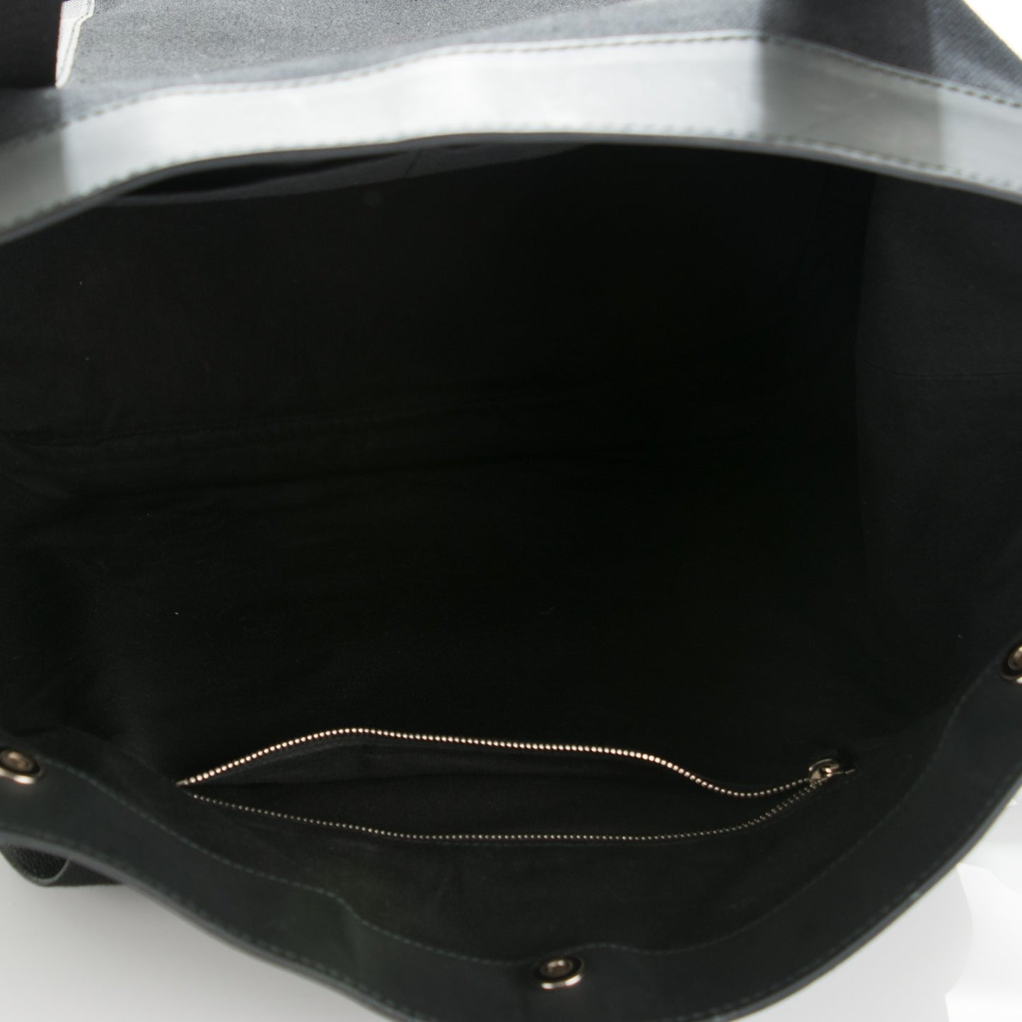 Rubber Calfskin Canvas Navy Tote Black