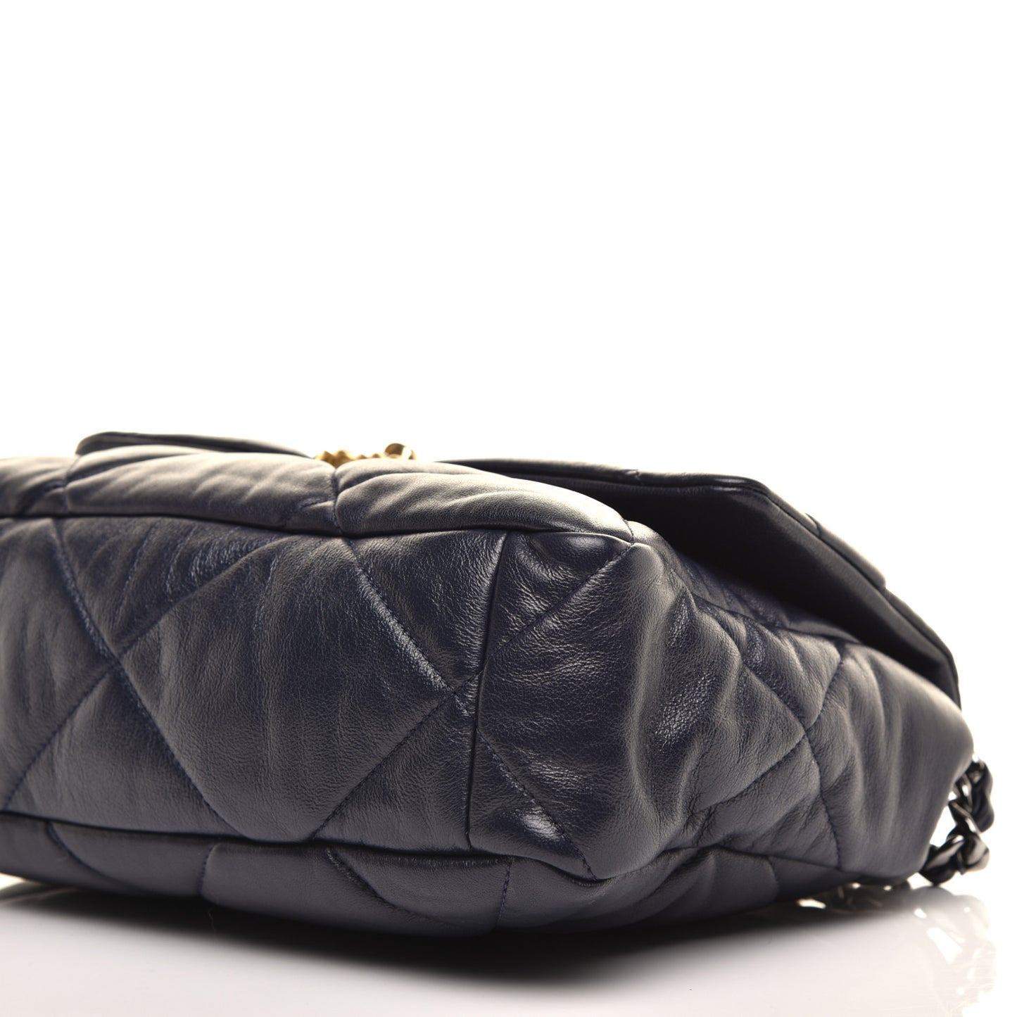 Goatskin Quilted Large Chanel 19 Flap Navy Blue