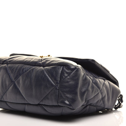 Chanel Goatskin Quilted Large Chanel 19 Flap Navy Blue 9 of 10