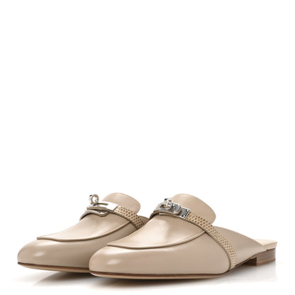 Hermes Shiny Lizard Calfskin Oz Mules 38 Beige Sarrazin 40 Beige Sarrazin 4 of 12