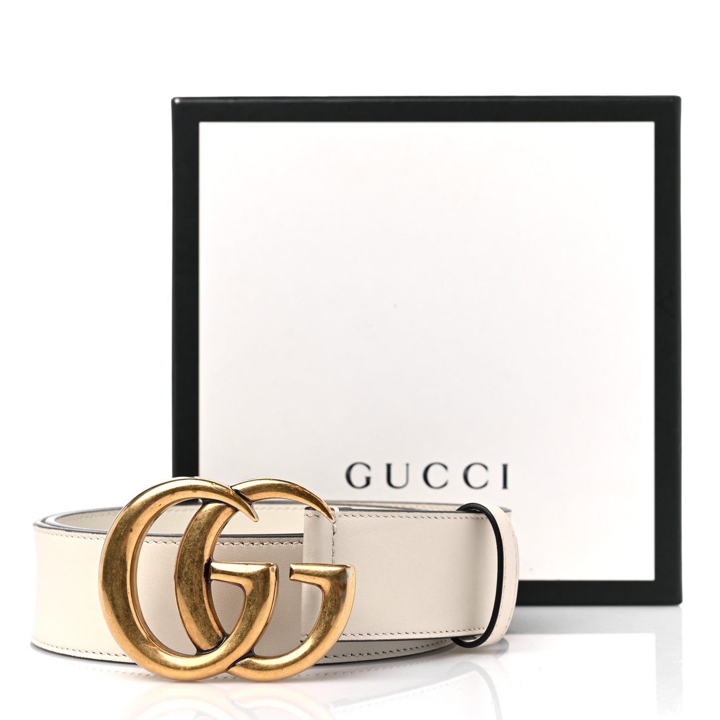 Calfskin Double G 40mm Belt 75 30 Mystic White