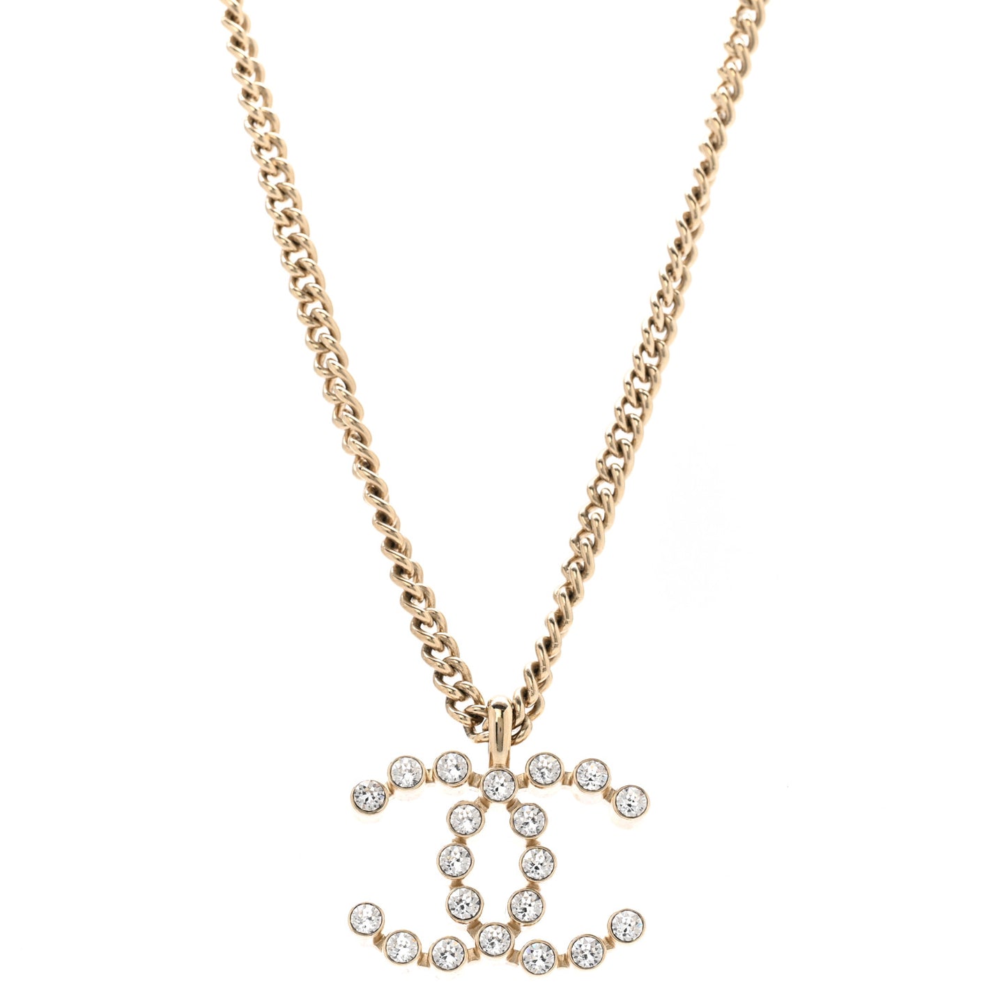Crystal CC Pendant Necklace Gold