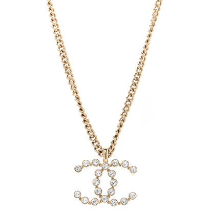 Chanel Crystal CC Pendant Necklace Gold 1 of 5