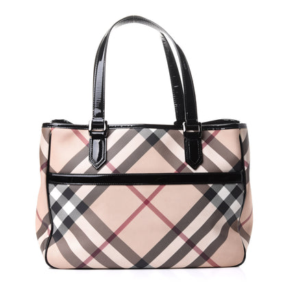 Burberry Patent Trim Nova Check Tote Black 1 of 13