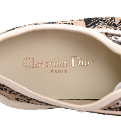 Christian Dior Canvas Embroidered Plan De Paris Womens Walk'N'Dior Platform Sneakers 37.5 Natural Black 8 of 10