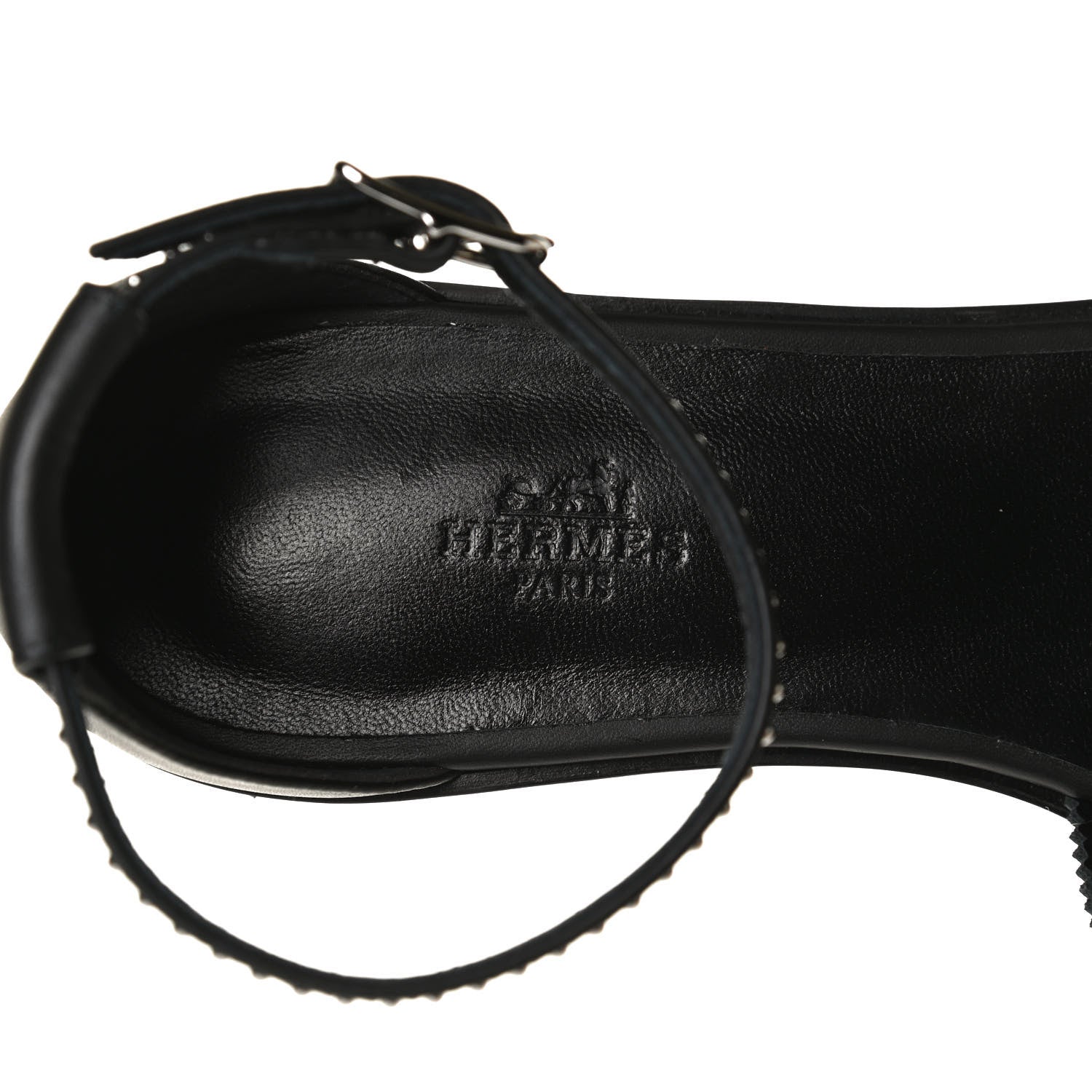 Hermes Calfskin Studded Santorini Sandals 38.5 Black 9 of 11