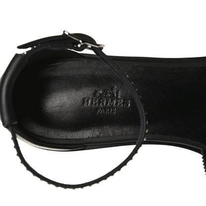 Hermes Calfskin Studded Santorini Sandals 38.5 Black 9 of 11