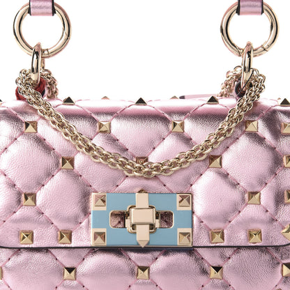 Valentino Garavani Metallic Nappa Micro Rockstud Spike Shoulder Bag Giacinto 9 of 9