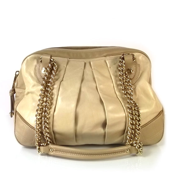 Marc Jacobs Leather Pleated Little Gordon Shoulder Bag Stone 1 of 11