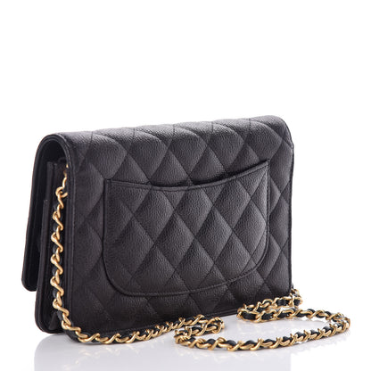Chanel Letter Calfskin Embossed Quilted Wallet On Chain WOC Black 3 of 9