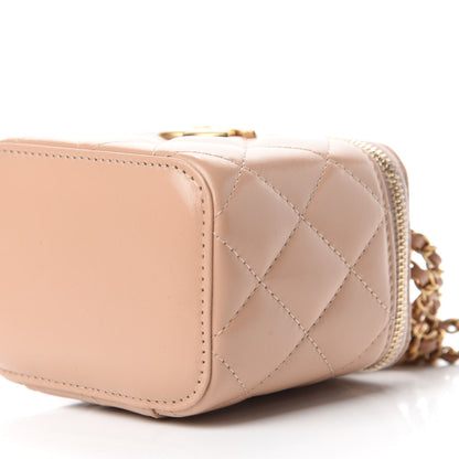 Chanel Calfskin Quilted Mini Perfect Fit Vanity Case With Chain Beige 7 of 11
