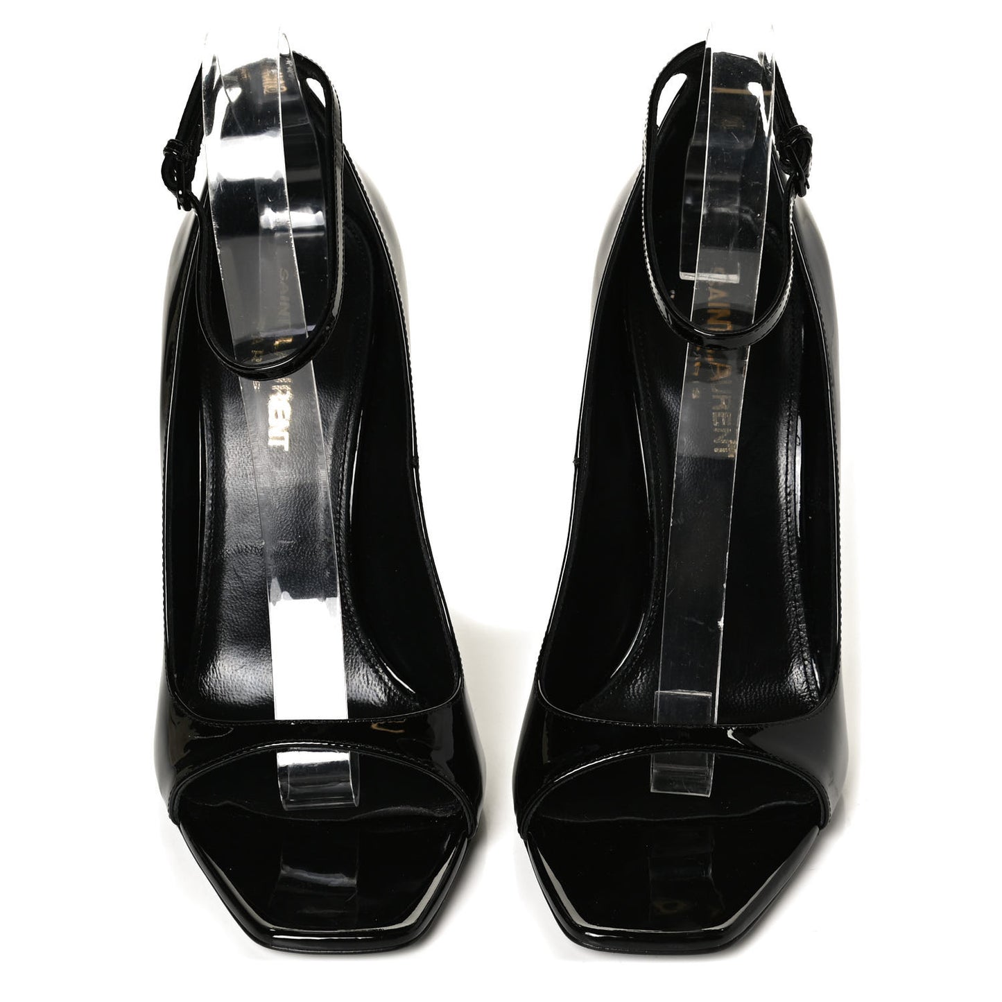 Patent Calfskin Opyum Ankle Strap Sandals 39 Black