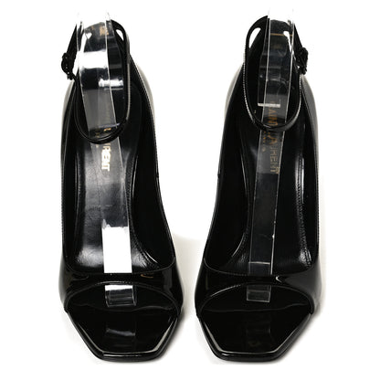 Saint Laurent Patent Calfskin Opyum Ankle Strap Sandals 39 Black 5 of 11