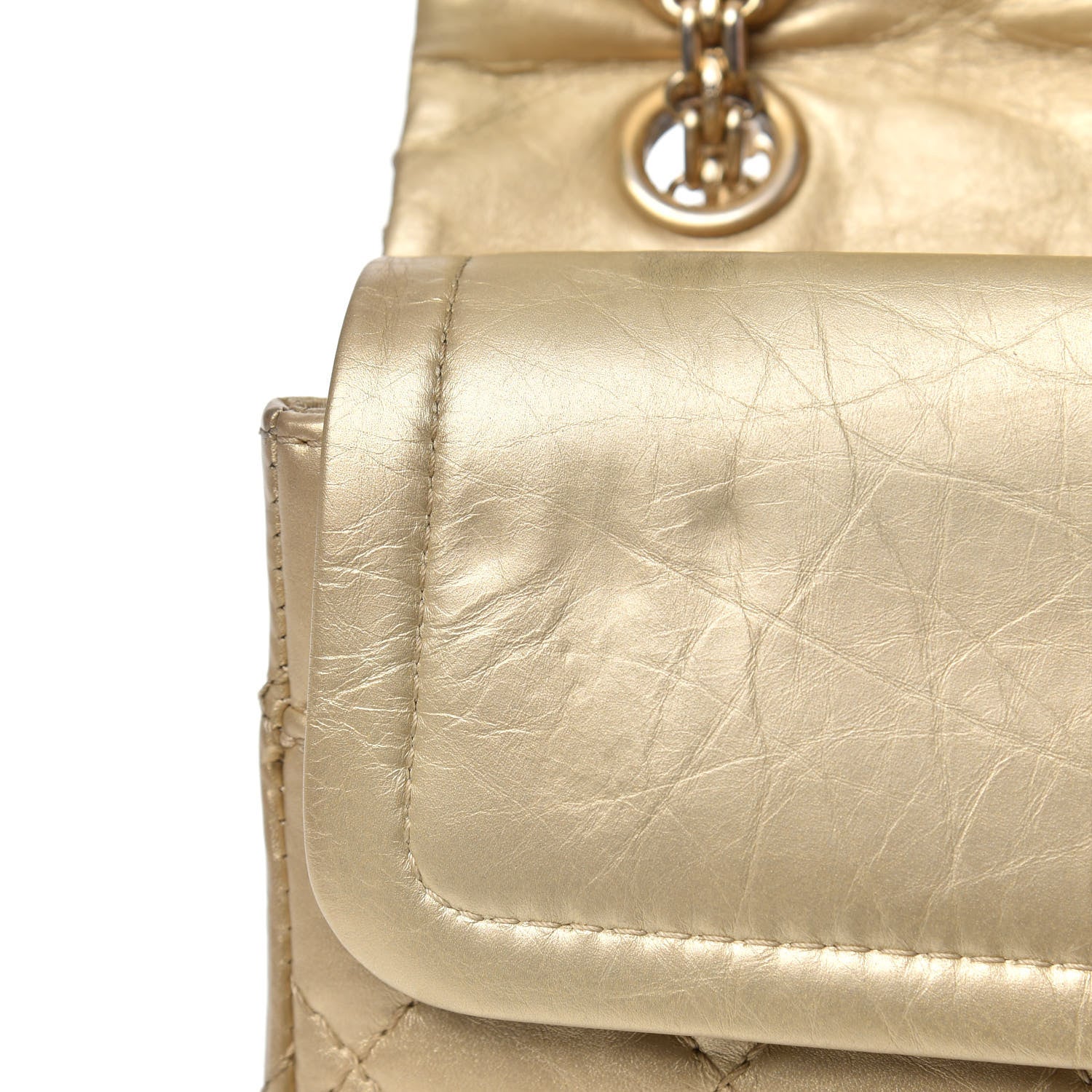 Chanel Metallic Aged Calfskin Quilted 2.55 Reissue 226 Flap Pale Gold 13 of 17