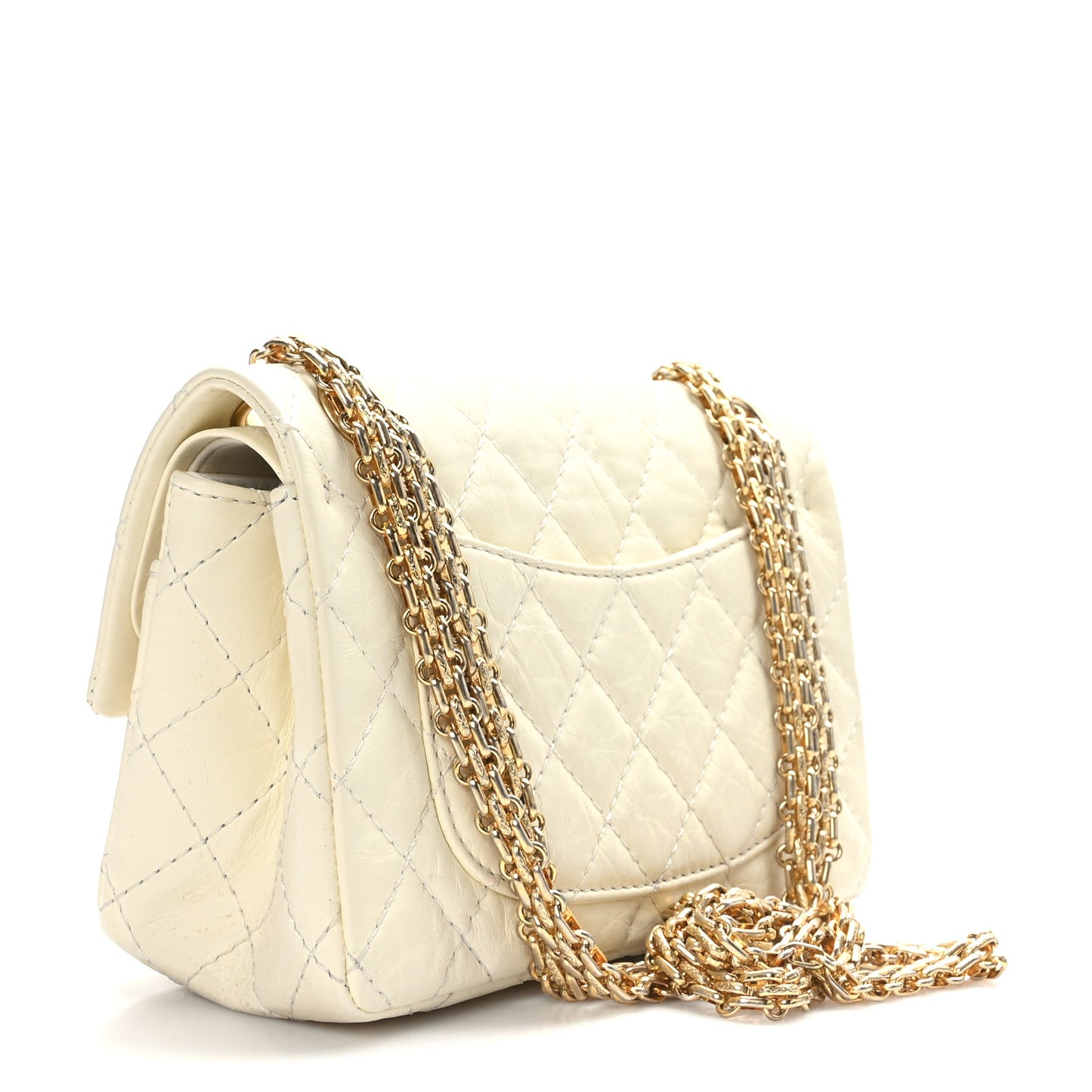 Aged Calfskin Quilted 2.55 Reissue 224 Flap White