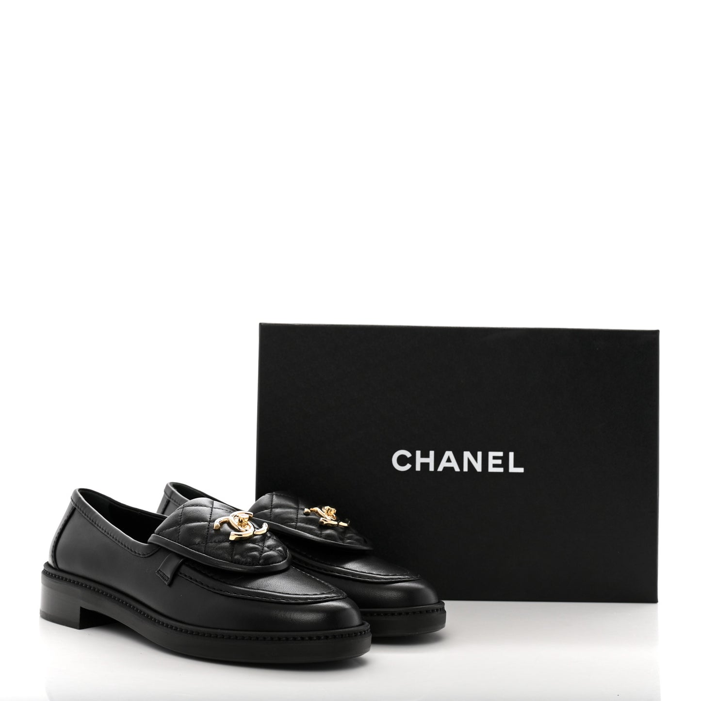 Lambskin Quilted CC Turnlock Loafers 37.5 Black
