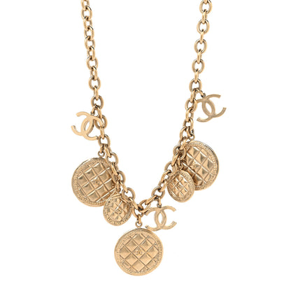 Chanel Medallion CC Quilted Pendant Necklace Gold 1 of 5