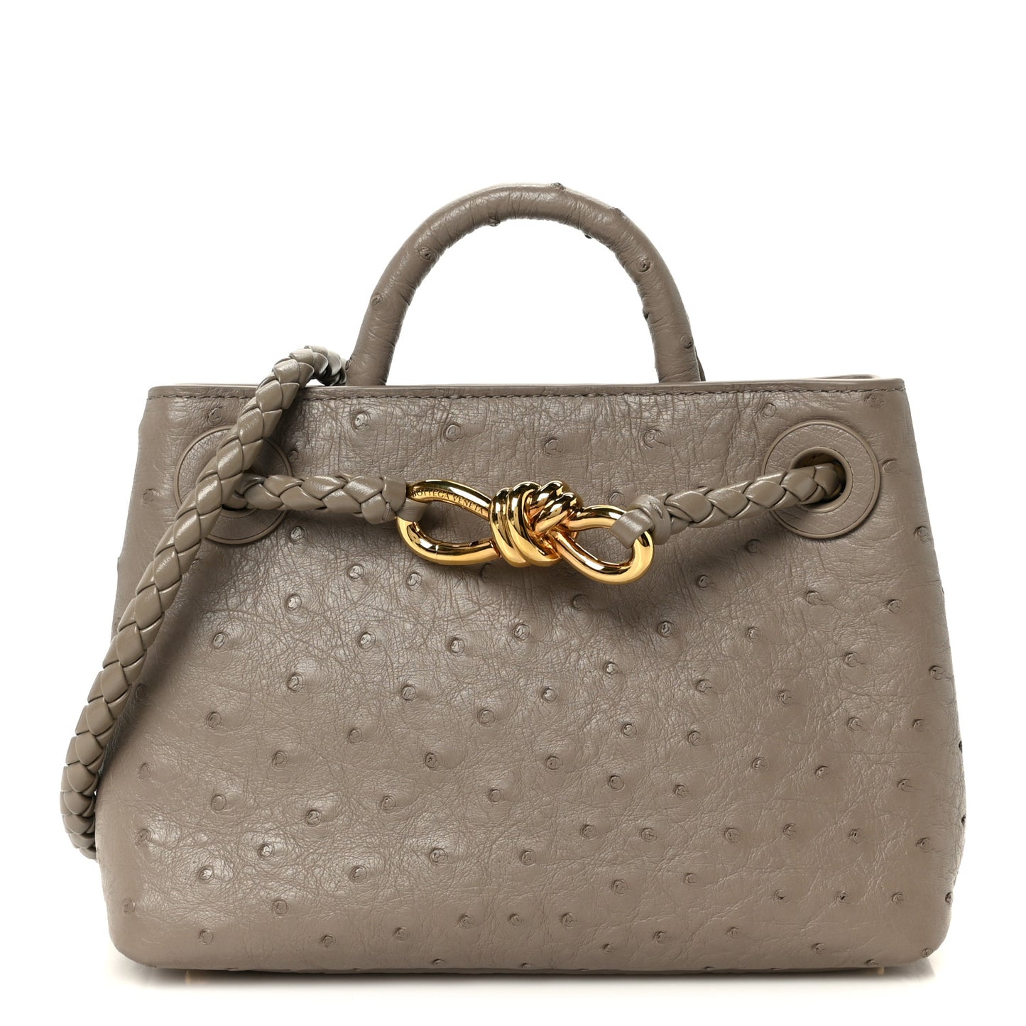 Ostrich Mini Andiamo Shoulder Bag Limestone