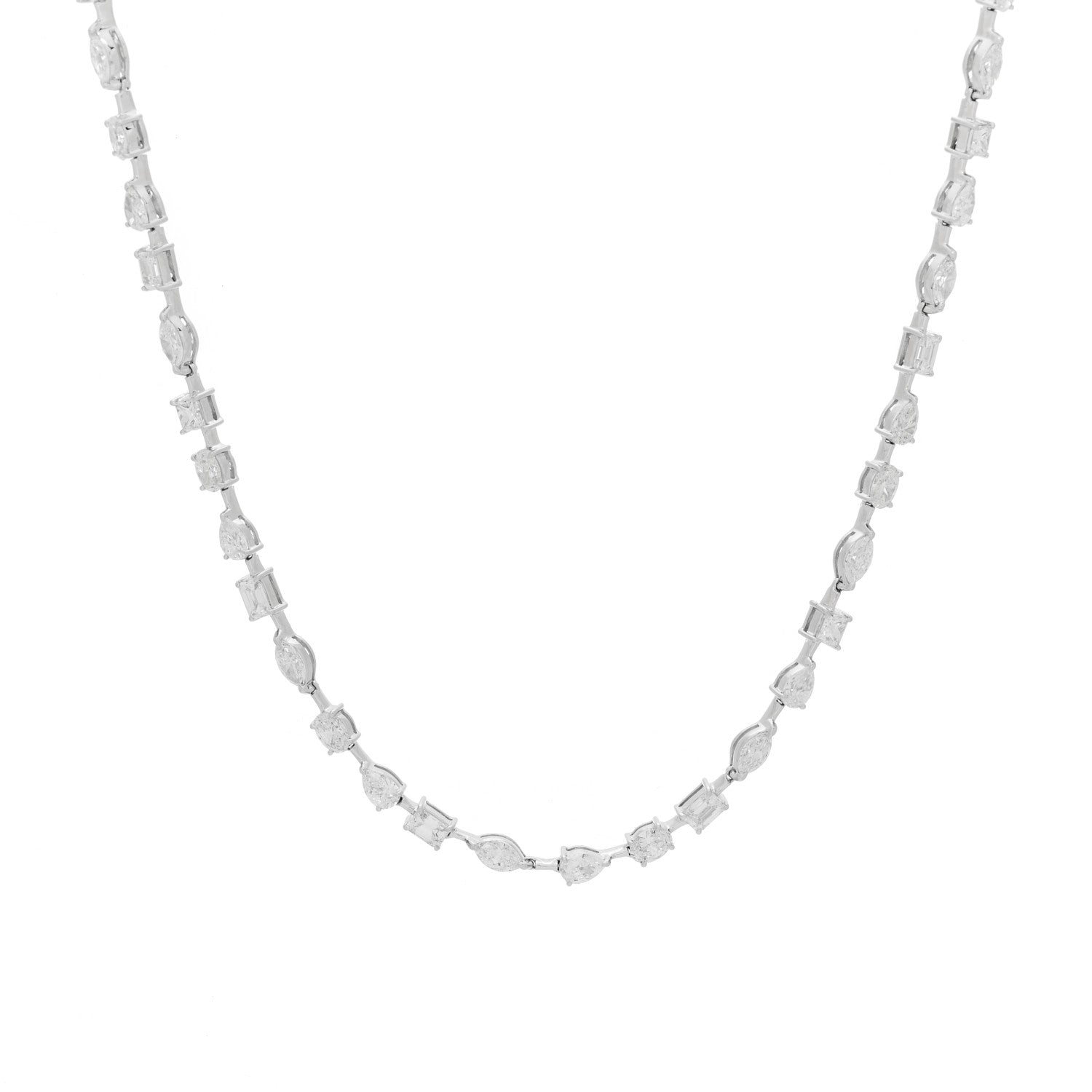 Parker & West by FASHIONPHILE 18K White Gold Diamond 11.30ctw Emerald Marquis Oval Pear Princess Cut Necklace 1 of 5