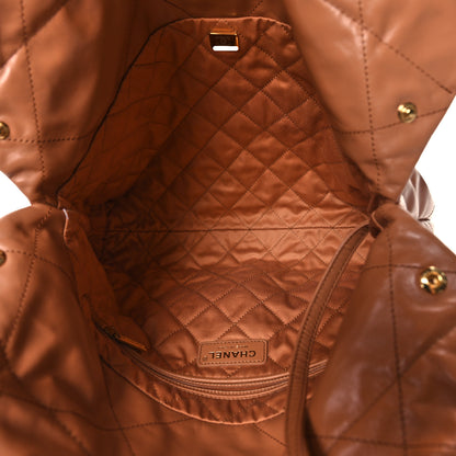 Chanel Shiny Calfskin Quilted Small Chanel 22 Camel 6 of 13
